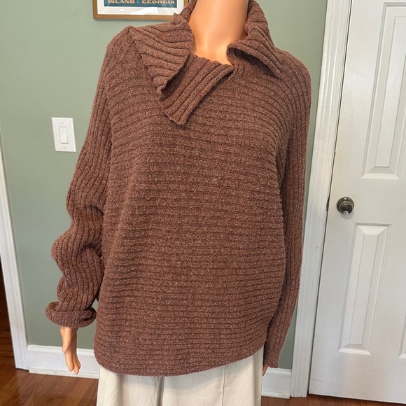 Max Studio Sweaters - Max Studio Chunky Ribbed Cowl Neck Sweater in Brown